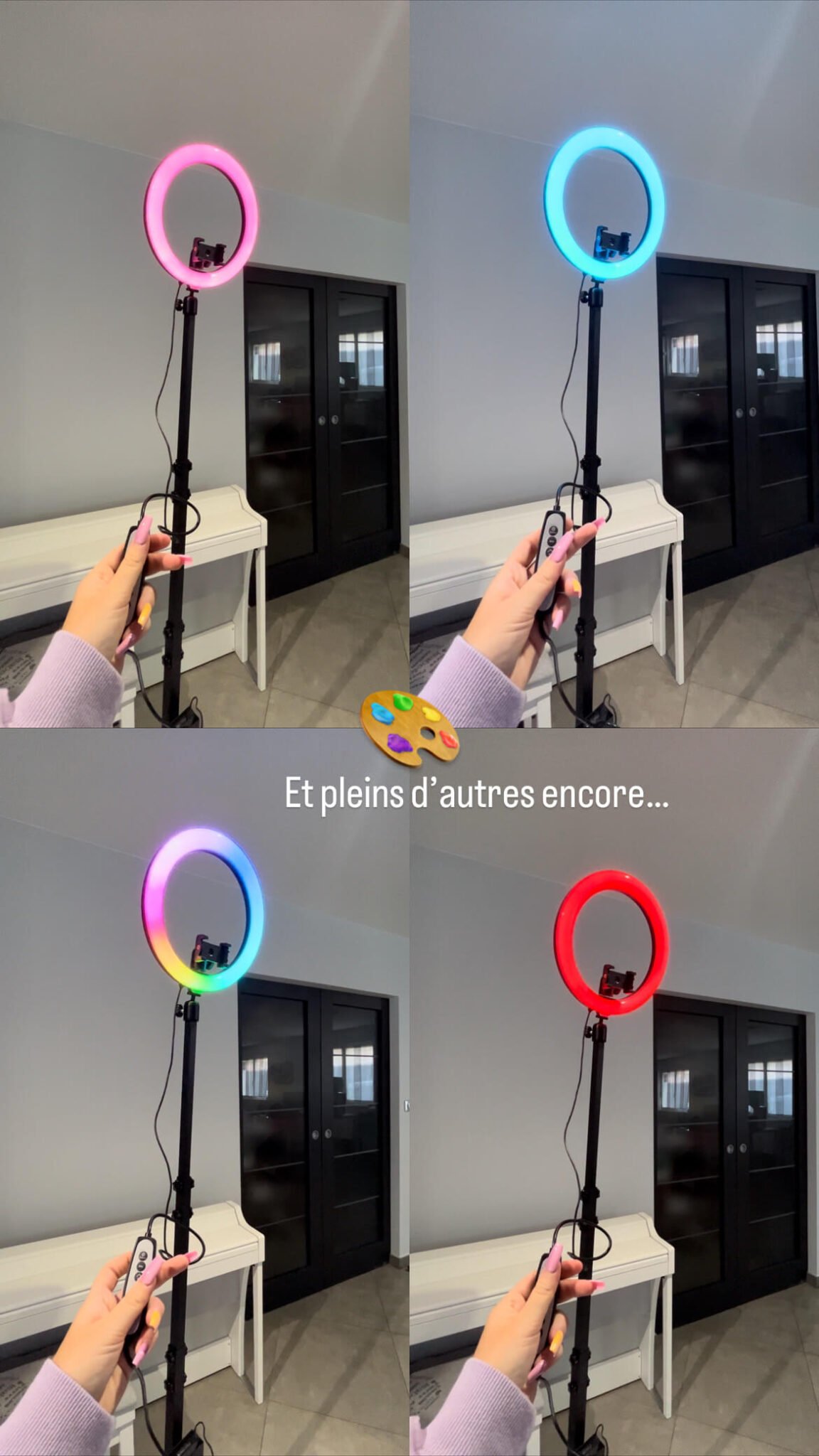 Ringlight 360 avec l'anneau de lumières sous différentes couleurs